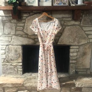 Madewell Terrazzo MIDI Dress with Front Tie